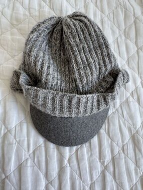 Boy’s Gray Knit Brim Beanie Hat